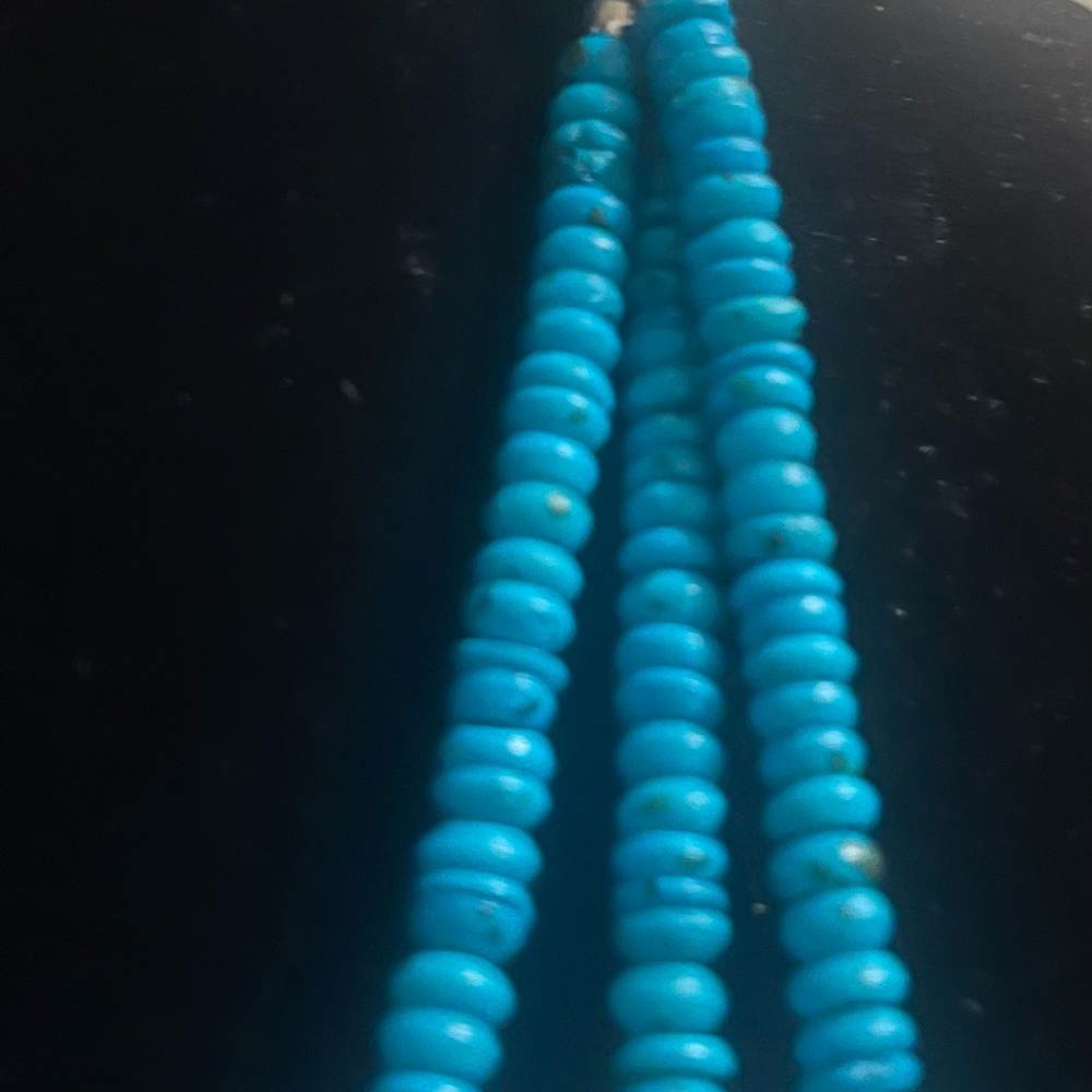 Statement Turquoise Wood Bead Layered Necklace - image 2